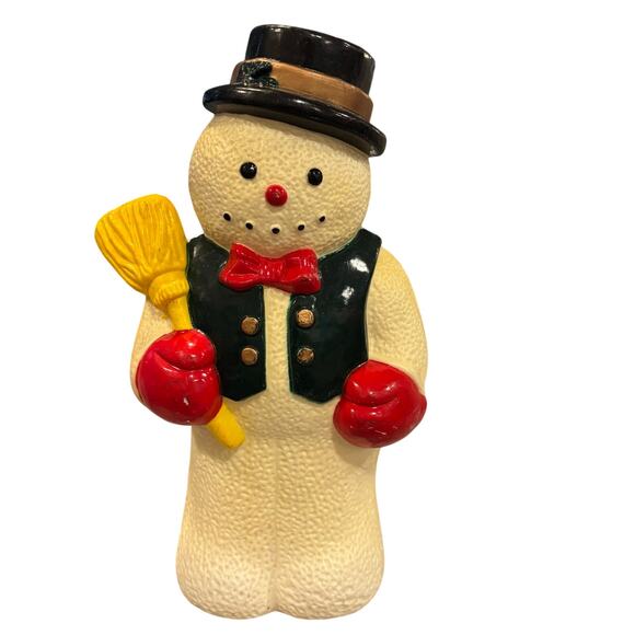 Vintage Snowman Blow Mold Tabletop 10.5” Plastic Christmas Holiday Decoration - Picture 1 of 7